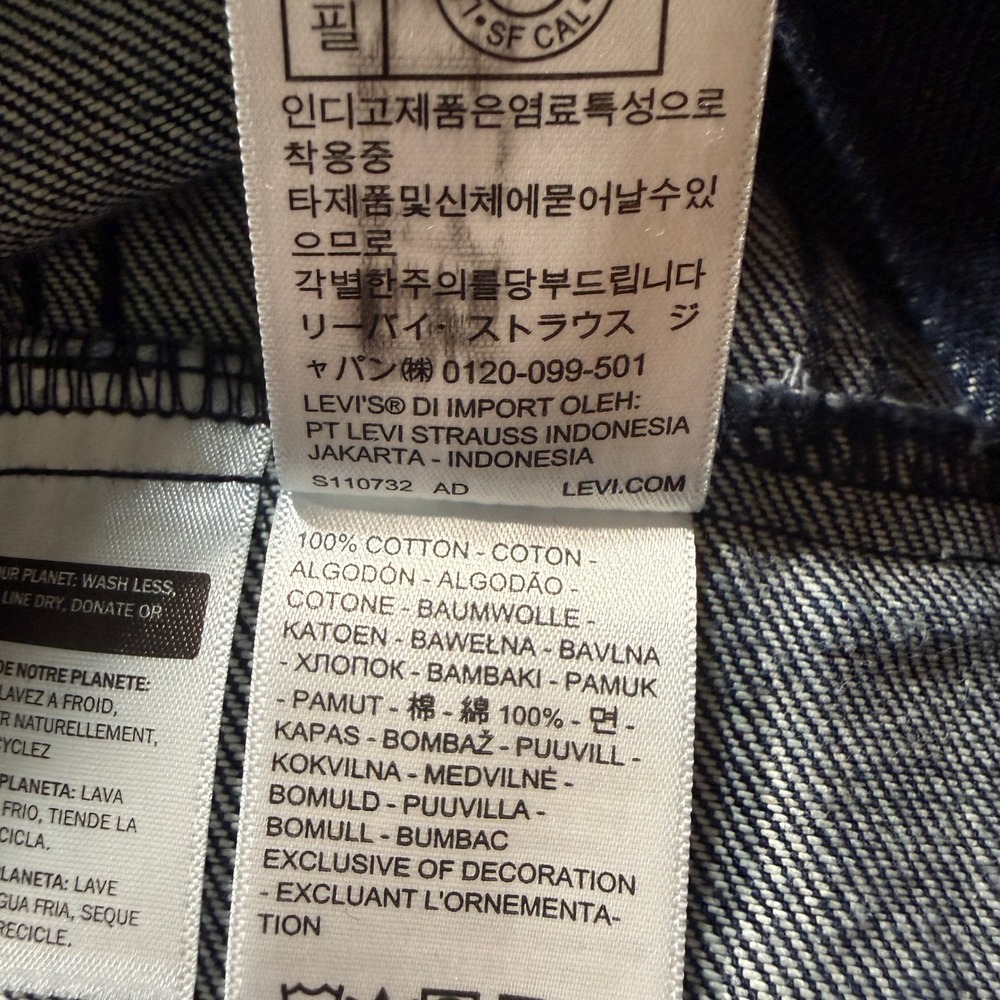 Levis Trucker Jacket Mens M Dark Indigo Denim Standard Fit 72334-0673 IRREGULAR - Picture 7 of 9